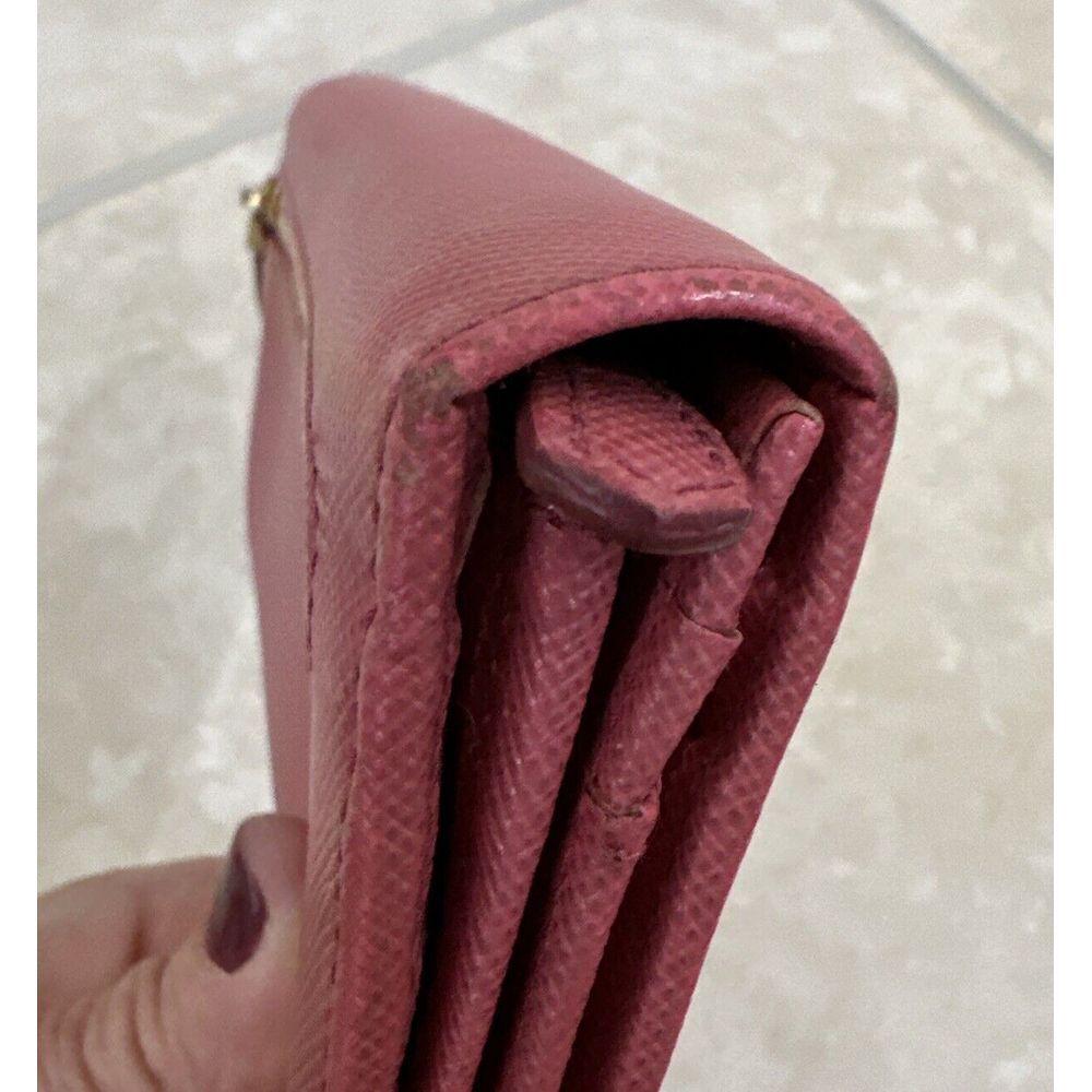 PRADA Saffiano Leather Long Continental Wallet Pink Gold Tone Hardware - Picture 7 of 15